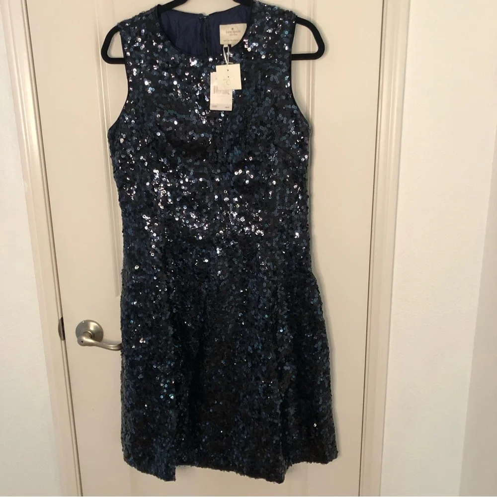 Kate Spade NWT New Women’s Sequin Fit and Flare Statement Bow Dress 12 msrp $898 - Picture 5 of 15
